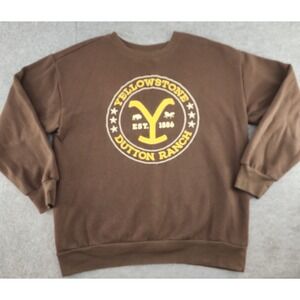 Yellowstone Dutton Ranch Brown Graphic‎ Crewneck Sweatshirt Large Western Mens L